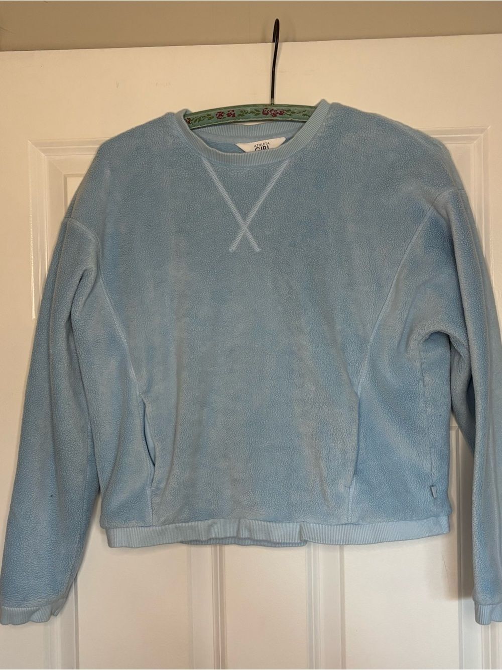 Athleta Girl Feelin Great 2.0 Sweatshirt Light Blue Fleece Pullover L/12